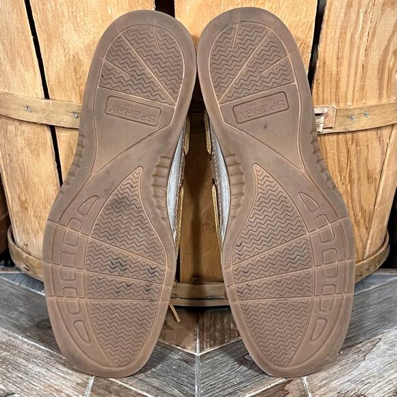 Sperry Angelfish Tan Gold Leather Canvas Boat Shoes Womens Size 5 - Picture 10 of 11